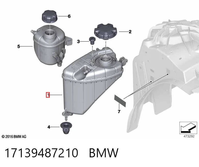 17139487210 BMW Tanque de expansão do sistema de esfriamento
