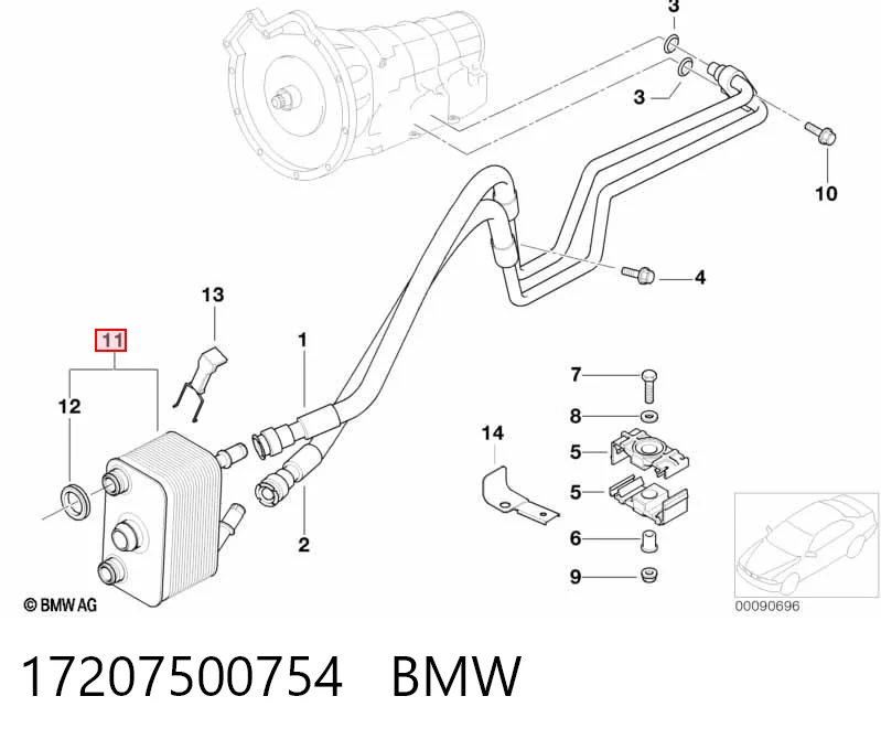 17207500754 BMW Radiador de esfriamento, Caixa Automática de Mudança