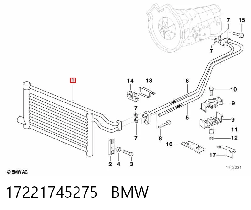 17221745275 BMW Radiador de esfriamento, Caixa Automática de Mudança