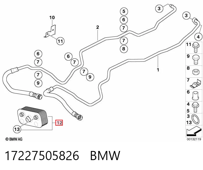 17227505826 BMW Radiador de esfriamento, Caixa Automática de Mudança