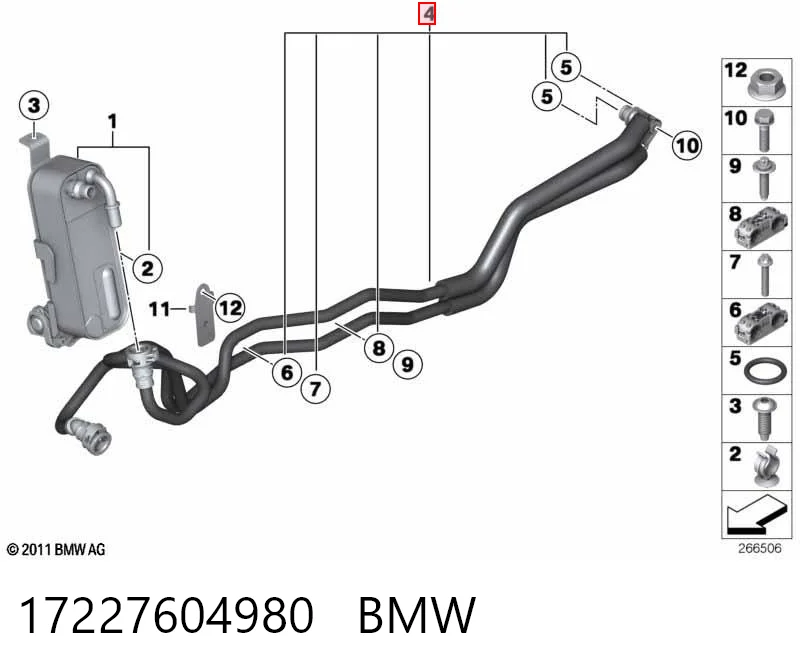 17227604980 BMW Tubo (mangueira) duplo de esfriamento da Caixa Automática de Mudança