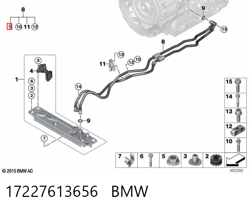 17227613656 BMW Vedante anular de tubos do sistema de lubrificação