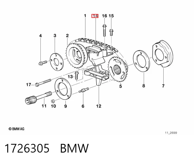 1726305 BMW Reguladora de tensão da cadeia do mecanismo de distribuição de gás da árvore de cames