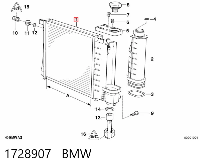 1728907 BMW Radiador de esfriamento de motor