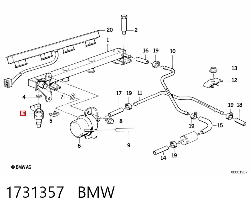 1731357 BMW Injetor de injeção de combustível
