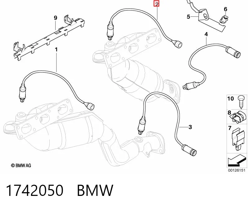 1742050 BMW Sonda lambda, sensor esquerdo de oxigênio até o catalisador