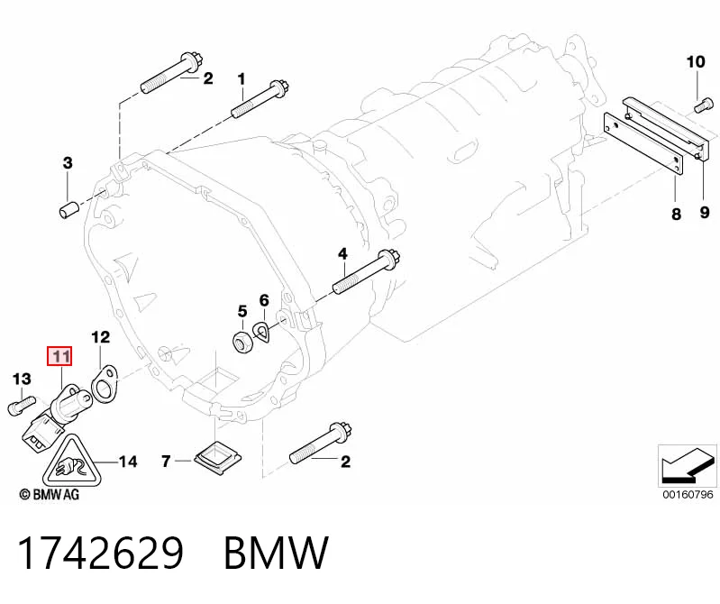 1742629 BMW Sensor de posição (de revoluções) de cambota