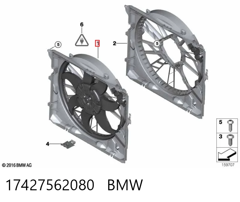 17427562080 BMW Difusor do radiador de esfriamento, montado com motor e roda de aletas