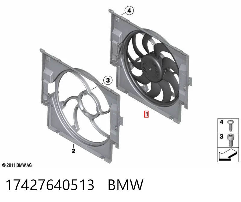 17427640513 BMW Difusor do radiador de esfriamento, montado com motor e roda de aletas