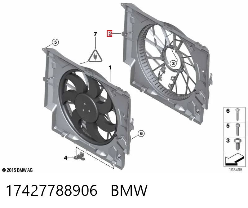 17427788906 BMW Difusor do radiador de esfriamento, montado com motor e roda de aletas