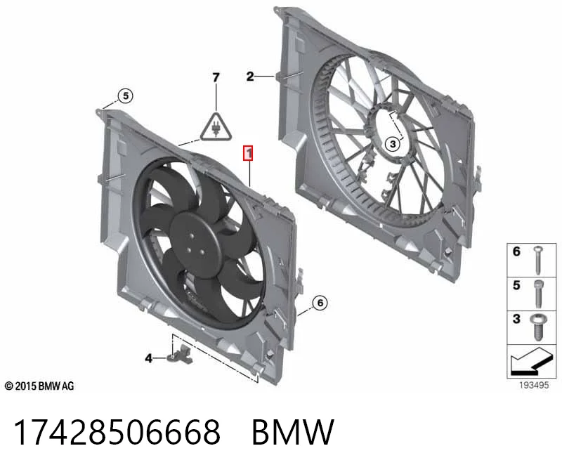 17428506668 BMW Difusor do radiador de esfriamento, montado com motor e roda de aletas