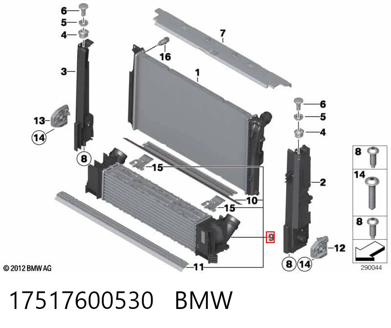17517600530 BMW Radiador de intercooler