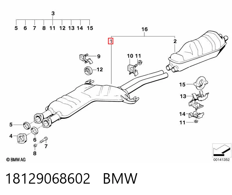 Silenciador, parte traseira para BMW 7  E32