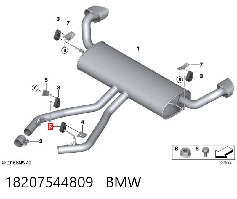 18207544809 BMW Coxim de fixação do silenciador
