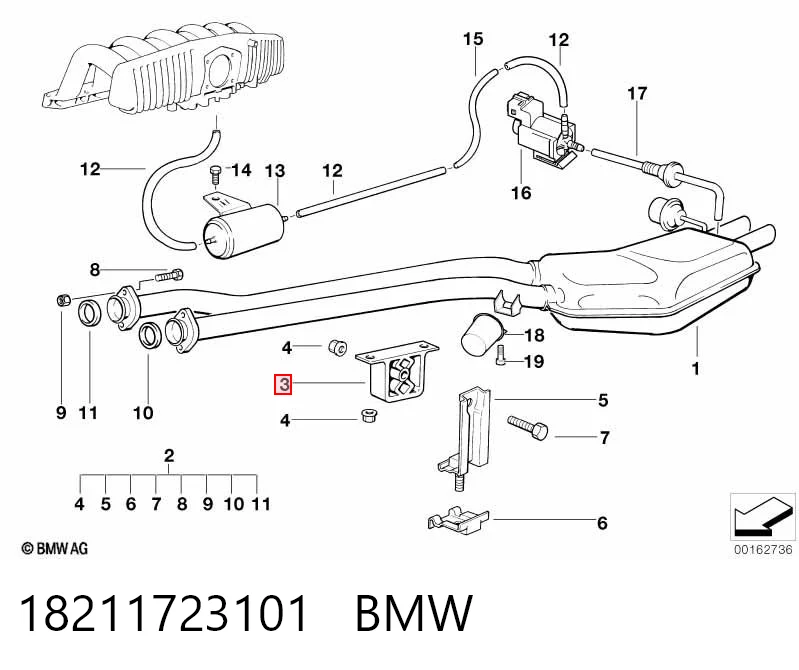 18211723101 BMW Coxim de fixação do silenciador