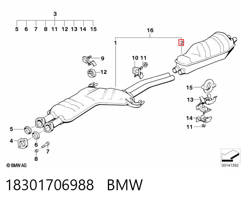Silenciador, parte traseira BMW 7  E32