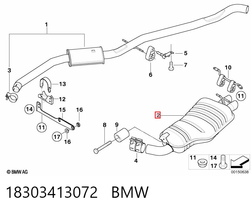 Silenciador, parte traseira BMW X3  E83 ao melhor preço