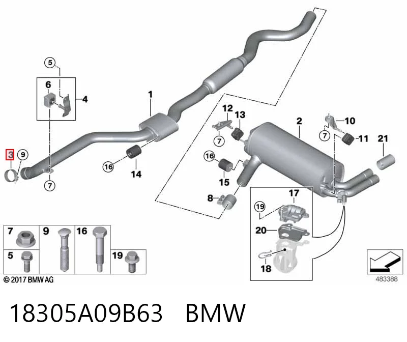 Braçadeira de união de tubo coletor de escape 9809148680 Peugeot/Citroen