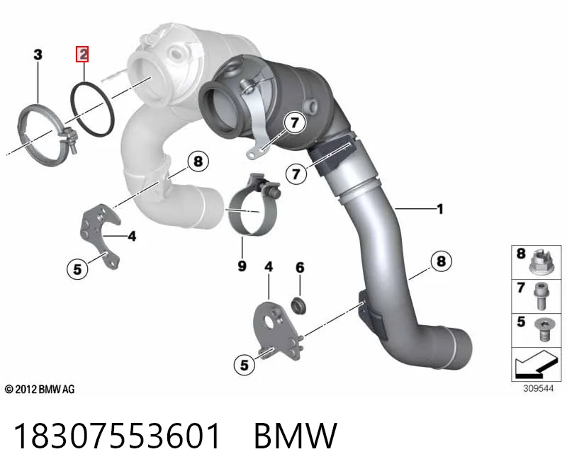 18307553601 BMW Anel de tubo de admissão do silenciador