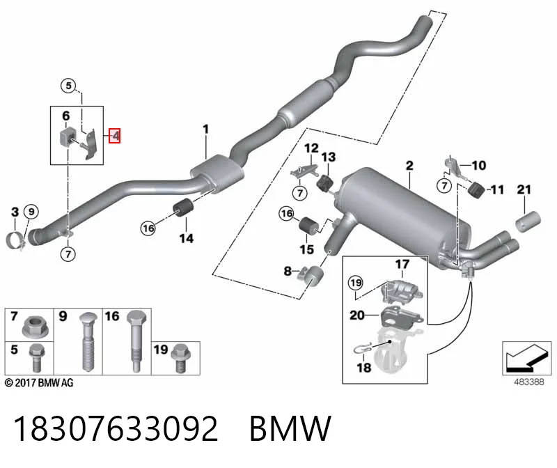 18307633092 BMW Coxim de fixação do silenciador