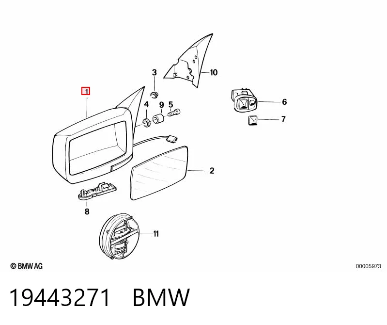 Espelho de retrovisão esquerdo para BMW 5  E34