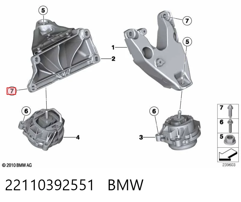 22110392551 BMW Parafuso de suporte de coxim de motor