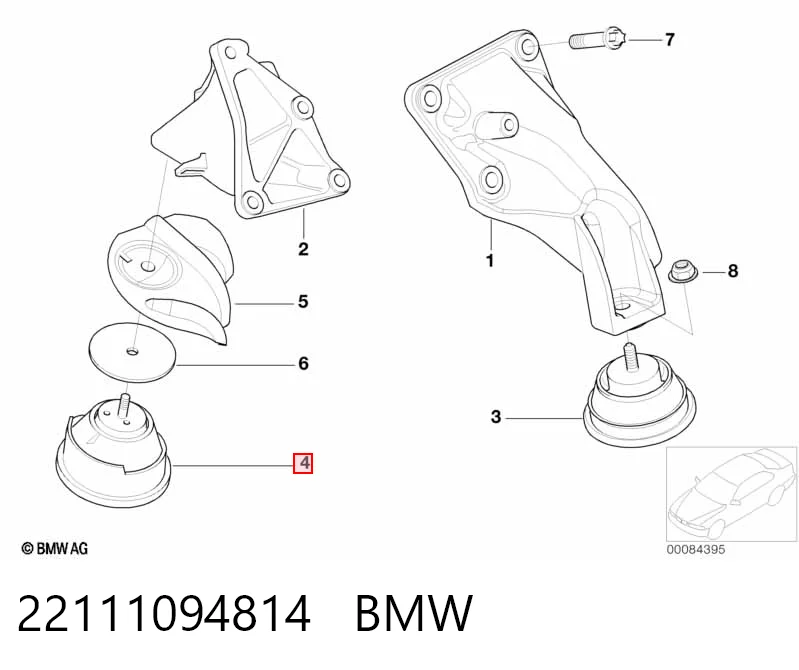 22111094814 BMW Coxim (suporte) direito de motor