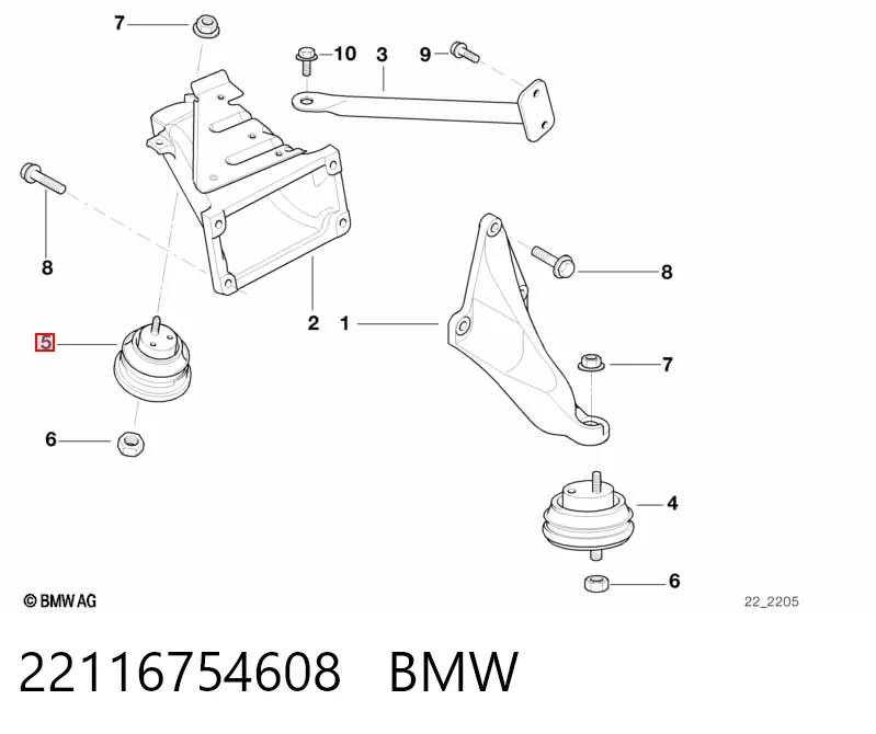 22116754608 BMW Coxim (suporte) esquerdo/direito de motor
