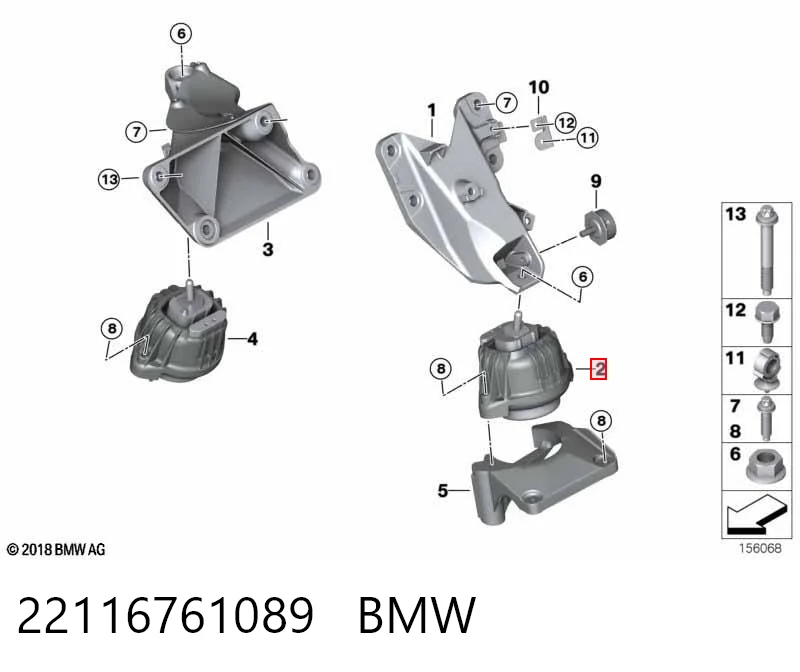 22116761089 BMW Coxim (suporte) esquerdo de motor