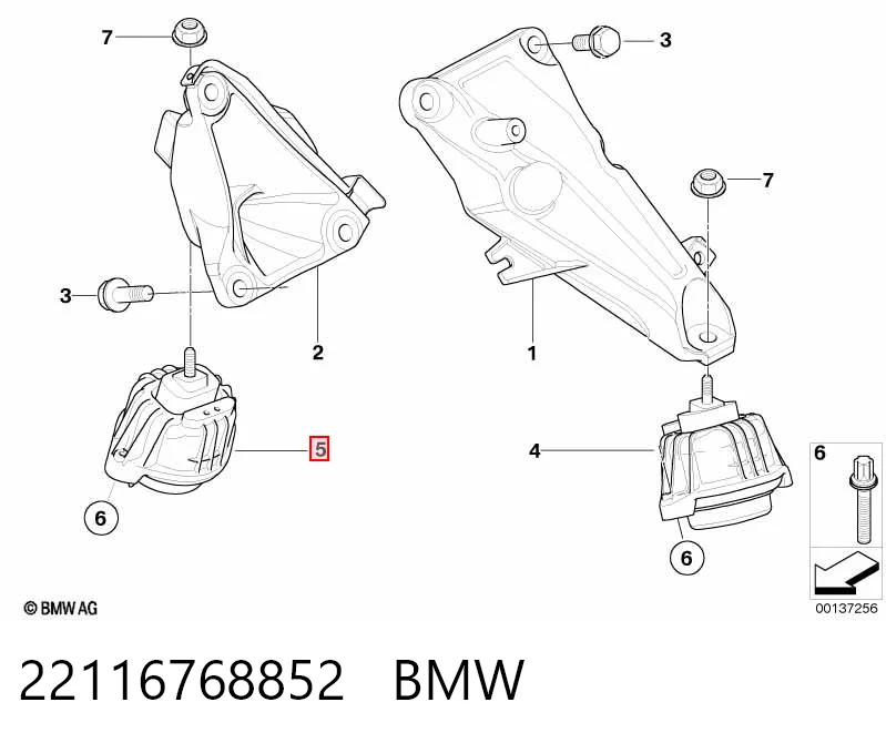 22116768852 BMW Coxim (suporte) direito de motor
