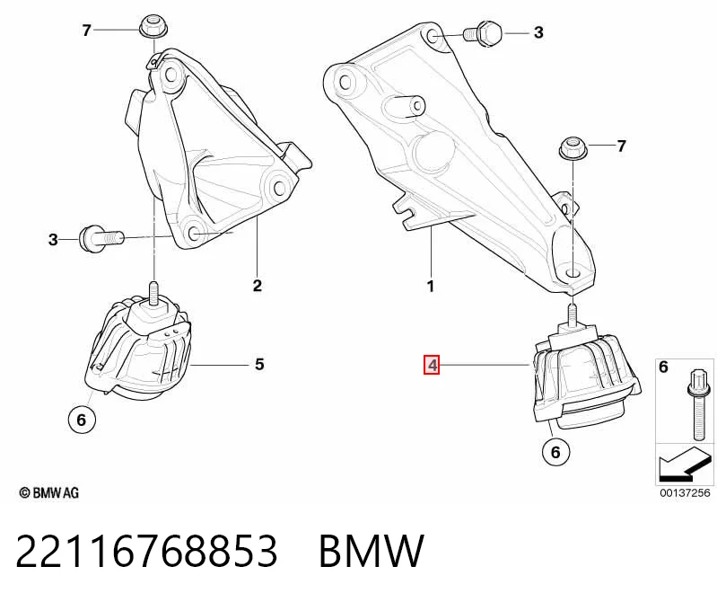 22116768853 BMW Coxim (suporte) esquerdo de motor