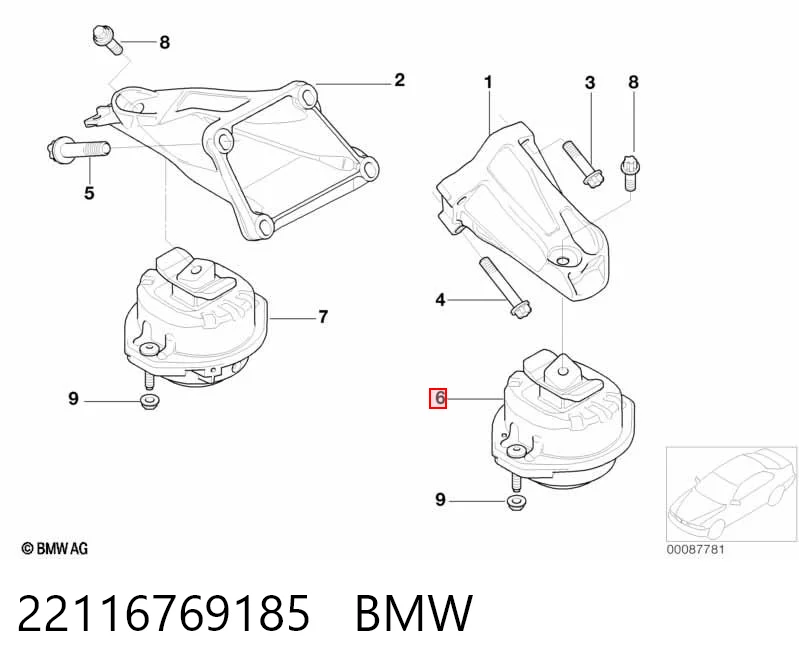 22116769185 BMW Coxim (suporte) esquerdo de motor