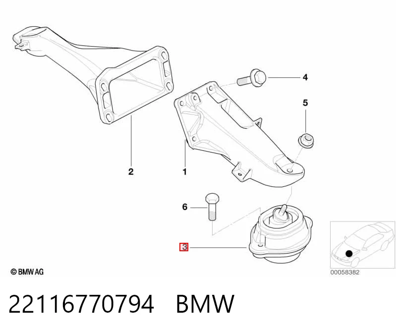 22116770794 BMW Coxim (suporte) esquerdo/direito de motor