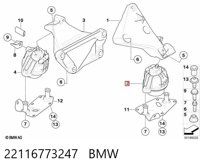 22116773247 BMW Coxim (suporte) esquerdo de motor