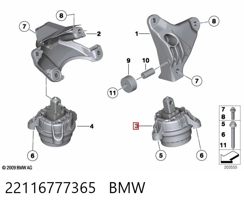 22116777365 BMW Coxim (suporte) esquerdo de motor