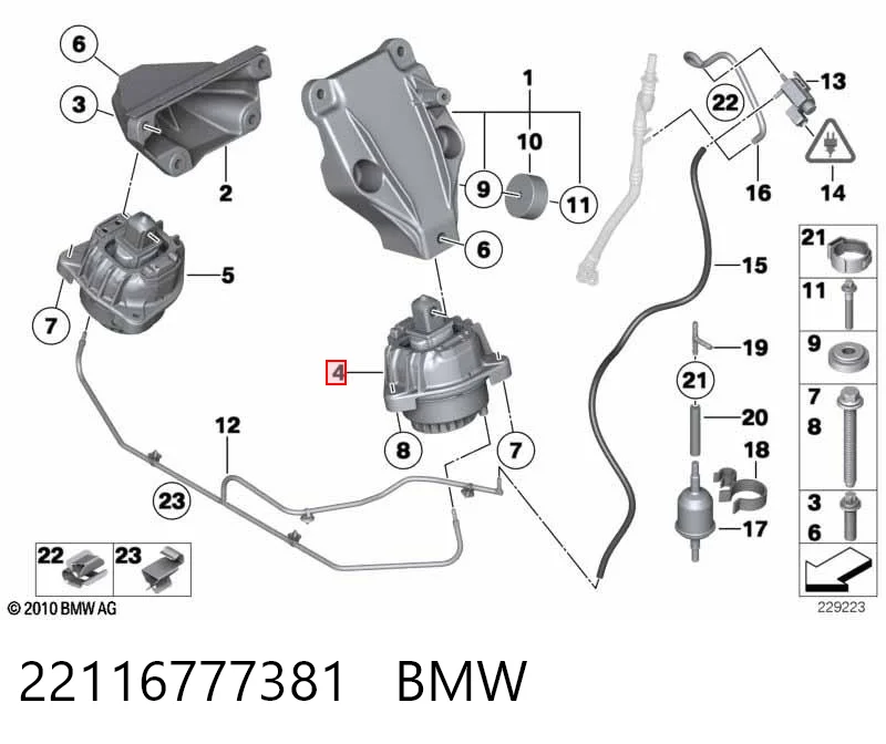 22116777381 BMW Coxim (suporte) esquerdo de motor