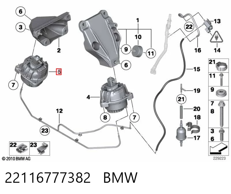 22116777382 BMW Coxim (suporte) direito de motor