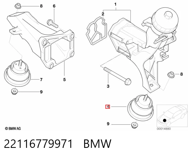 22116779971 BMW Coxim (suporte) esquerdo de motor