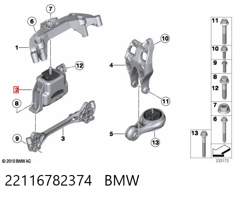 22116782374 BMW Coxim (suporte) direito de motor