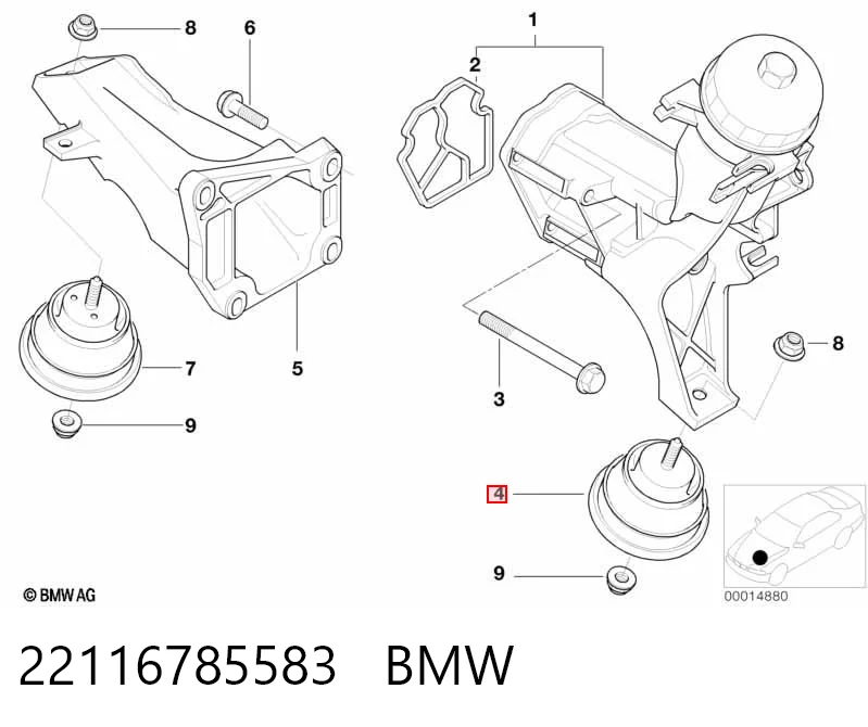 22116785583 BMW Coxim (suporte) esquerdo de motor