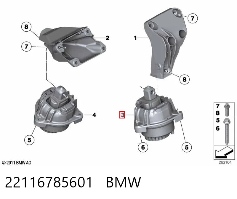 22116785601 BMW Coxim (suporte) esquerdo/direito de motor