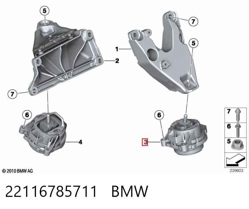 22116785711 BMW Coxim (suporte) esquerdo de motor