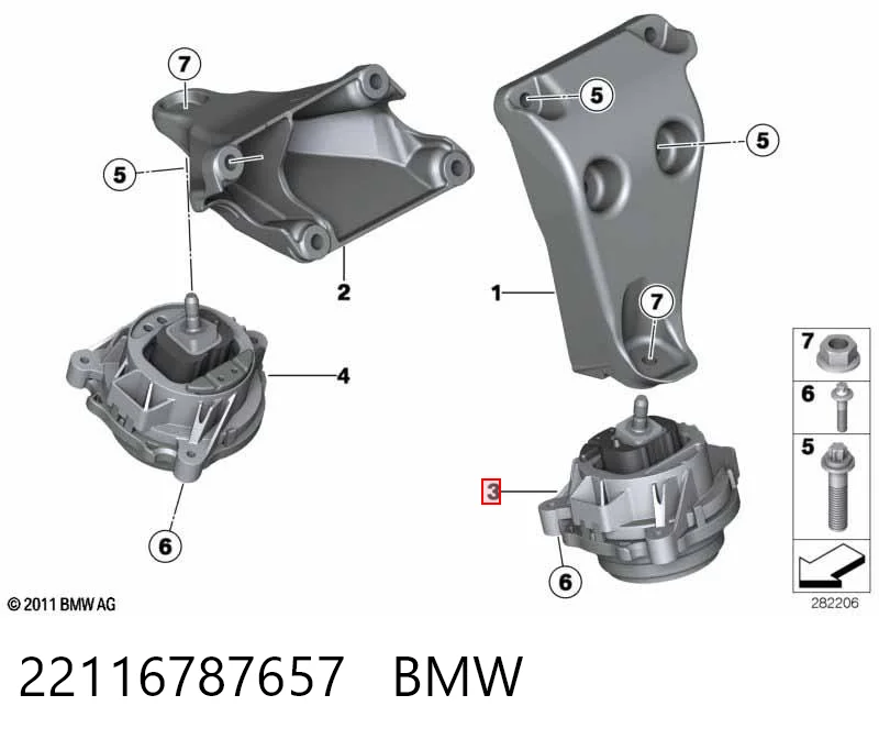 22116787657 BMW Coxim (suporte) esquerdo de motor