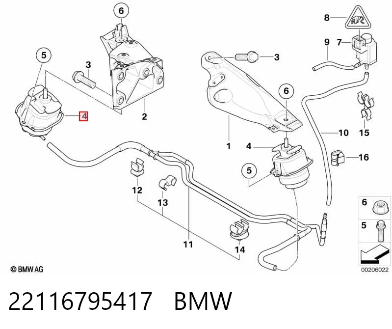 22116795417 BMW Coxim (suporte) esquerdo/direito de motor