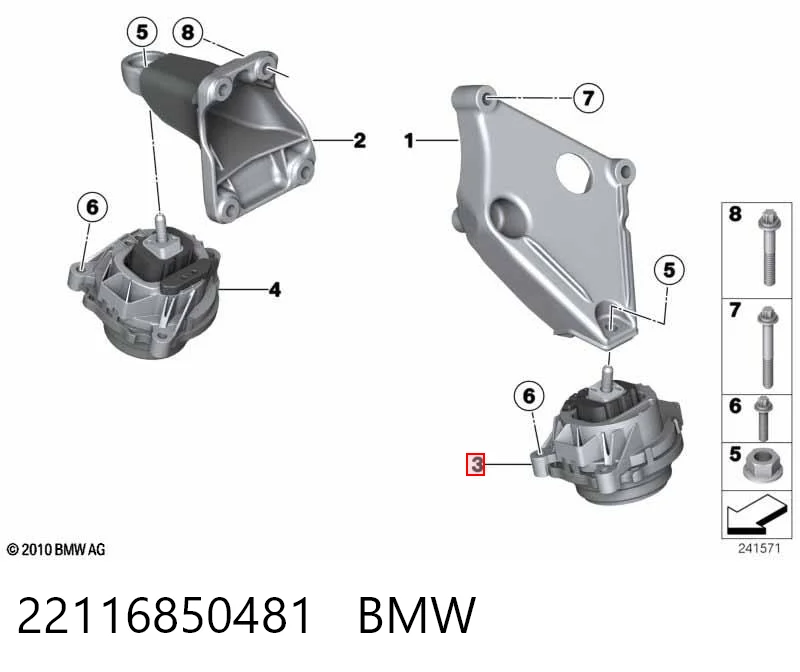 22116850481 BMW Coxim (suporte) esquerdo de motor