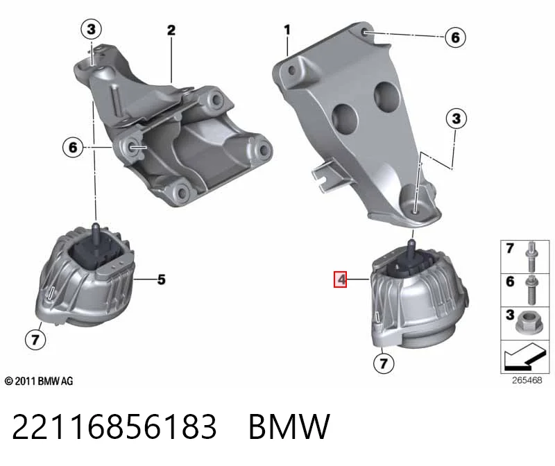 22116856183 BMW Coxim (suporte) esquerdo de motor