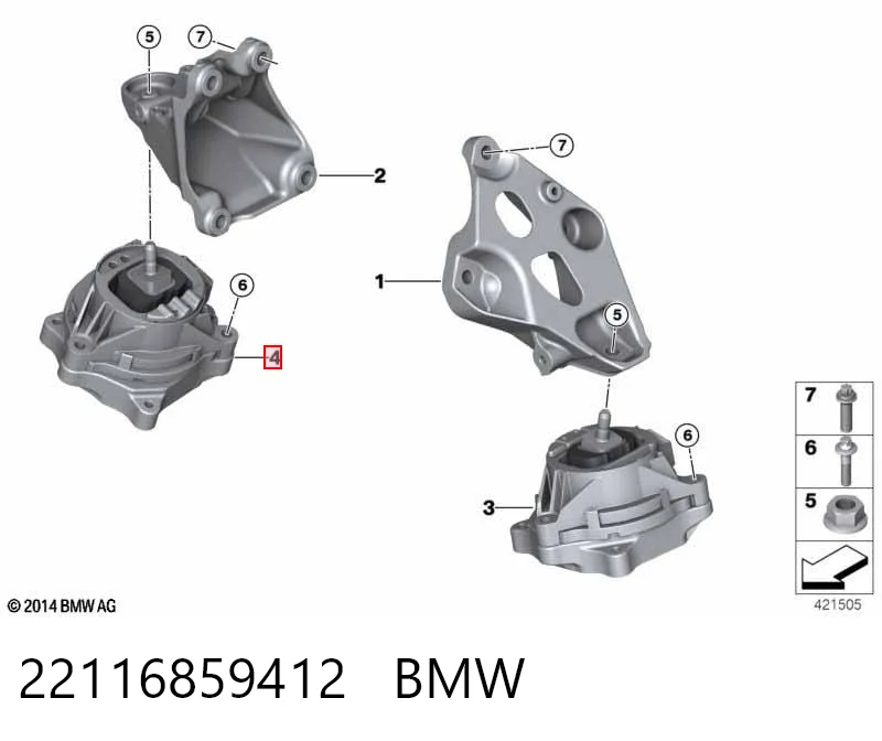 22116859412 BMW Coxim (suporte) direito de motor