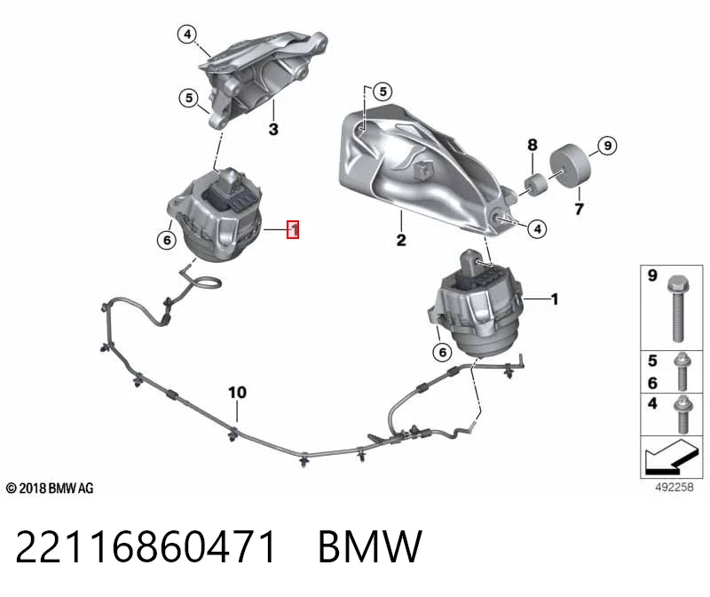 22116860471 BMW Coxim (suporte) esquerdo de motor