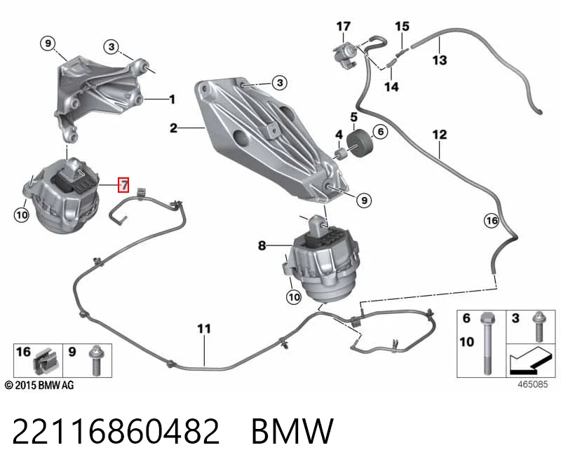 22116860482 BMW Coxim (suporte) direito de motor