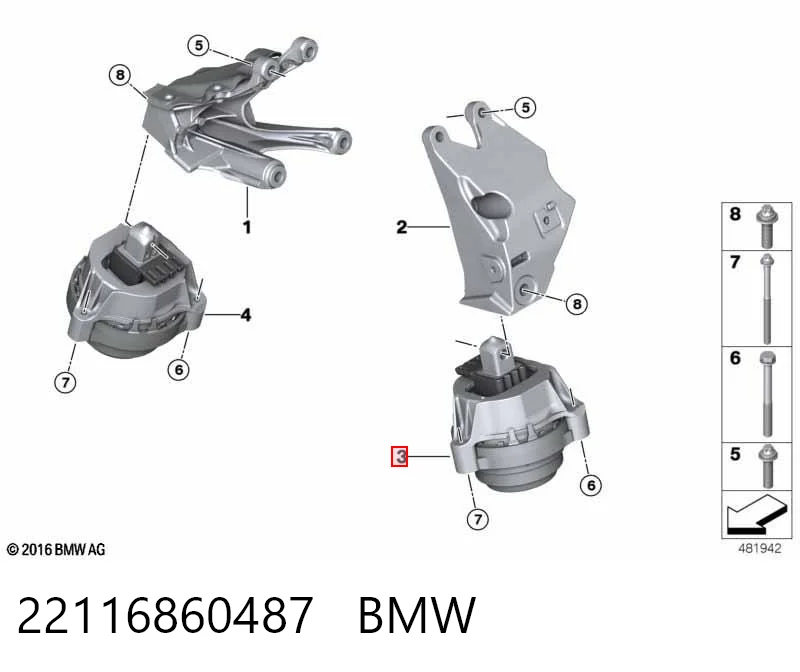 22116860487 BMW Coxim (suporte) esquerdo de motor